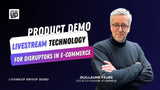 Man presenting product demo on livestream technology for e-commerce